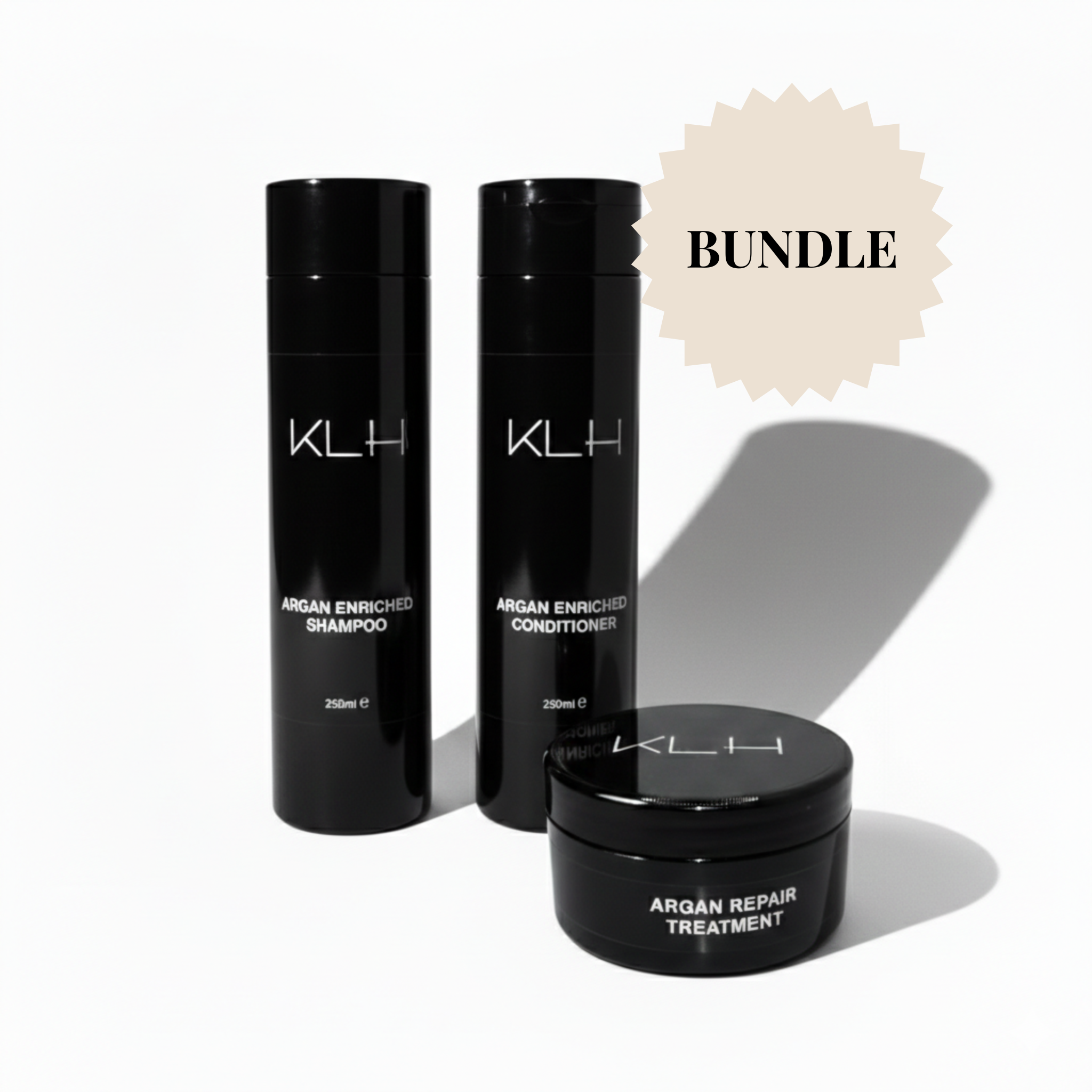 BUNDLE - Argan Enriched Shampoo & Conditioner Set with Argan Enriched Treatment (Vegan & Sulphate free)